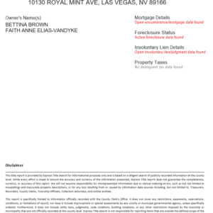 Owner and encumbrance report sample