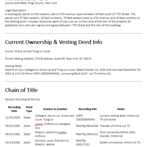 Owner and Vesting Deed Report sample - Express Title Search